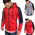 2021 Oversized  Autumn And Winter Large Size Loose New Men's Casual Cardigan Color Matching Hooded Sports Sweater